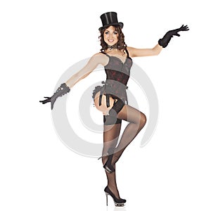 One burlesque dancer woman stripper showgirl