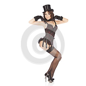 One burlesque dancer woman stripper showgirl