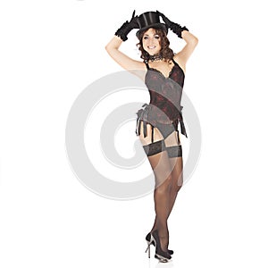 One burlesque dancer woman stripper showgirl