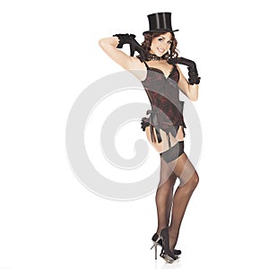 One burlesque dancer woman stripper showgirl