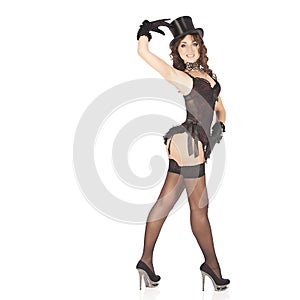 One burlesque dancer woman stripper showgirl