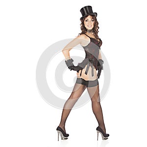 One burlesque dancer woman stripper showgirl