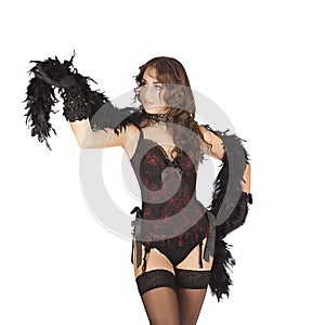 One burlesque dancer woman stripper showgirl