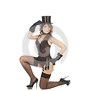 One burlesque dancer woman stripper showgirl