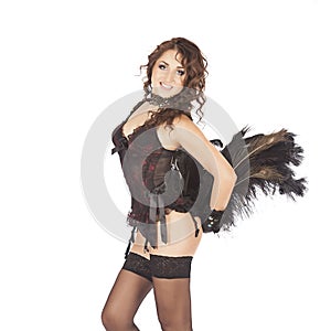 One burlesque dancer woman stripper showgirl