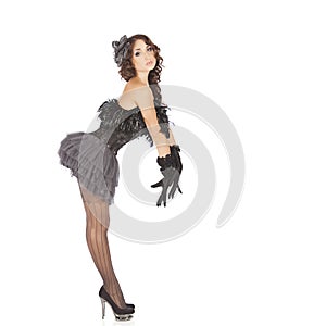 One burlesque dancer woman stripper showgirl