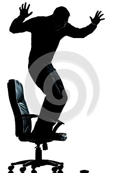 One business man afraid mouse computer silhouette