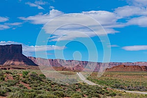 One car on a deserted highway in southern Utah