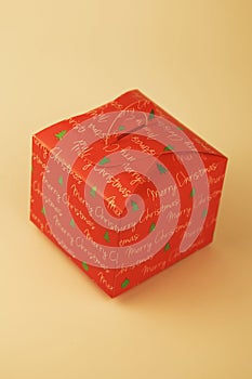 One cardboard boxes with Christmas theme printed