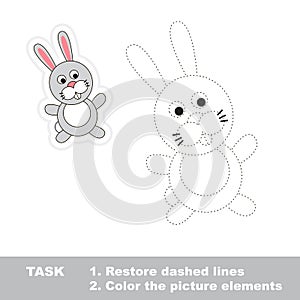 One cartoon rabbit. Restore dashed line and color