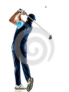 Man golfer golfing isolated withe background