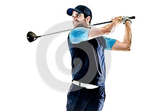 Man golfer golfing isolated withe background