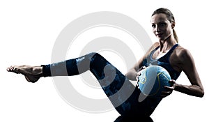 Woman fitness Medicine Ball excercises silhouette