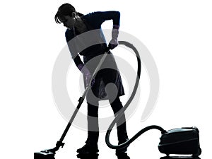 Woman maid housework Vacuum Cleaner silhouette