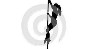 One caucasian woman pole dancer dancing in