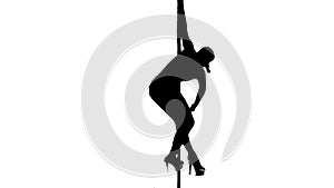 One caucasian woman pole dancer dancing in