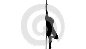 One caucasian woman pole dancer dancing in