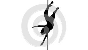 One caucasian woman pole dancer dancing in