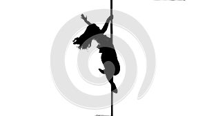 One caucasian woman pole dancer dancing in