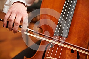 One cellist performing a cello piece