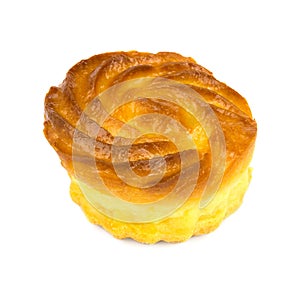 One cheesecake isolated on white background