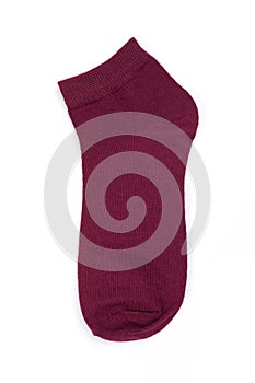 One cherry short sock on a white background, top view