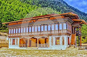 One of church in Lhakang Karbo & x28;White Temple& x29; , Haa valley , Paro ,Bhutan