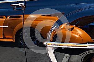 Classic car show and shine reflections