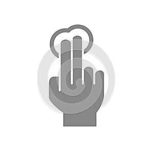 One click with two fingers grey icon. Multi touch screen fingers, 2x tap symbol