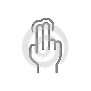 One click with two fingers line icon. Multi touch screen fingers, 2x tap symbol