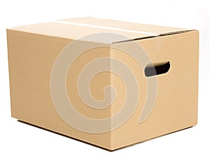 One closed box on the white background