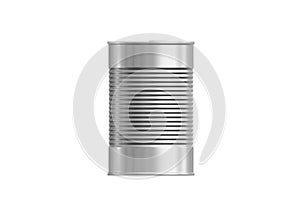 One closed tin can isolated on white