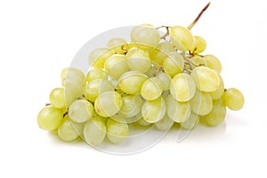 One cluster of green grapes