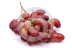 One cluster of red grapes