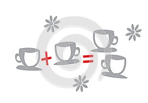 One coffee plus one coffee is two coffees.