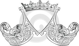 One Color Crown Heraldry Composition.