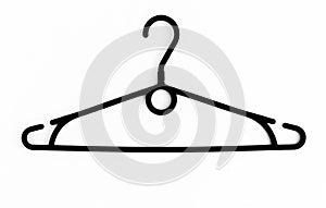One colored plastic hanger, isolated on white background, close-