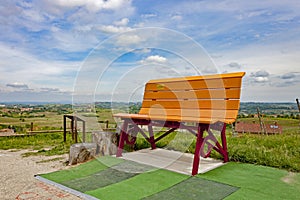 One of the colorful Giant Benches of the Langhe