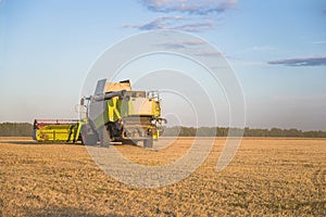 One combine harvester or thresher in agricultural