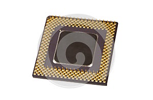 One computer processor on the white background
