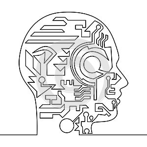 One continuous line Artificial intelligence