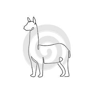 One continuous line drawing of elegant llama for company logo identity. Business icon concept from mammal animal shape. Trendy