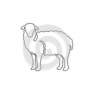 Uno continuo linea disegno da ridicolo Carino pecora animali da fattoria designazione dell'organizzazione o istituzione identità. agnello simbolo bestiame icona. moderno 