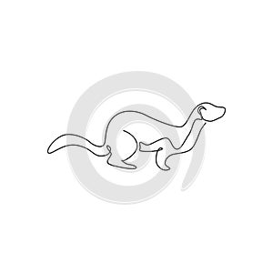 One continuous line drawing of funny weasel for company logo identity. Mustelidae animal mascot concept for national conservation