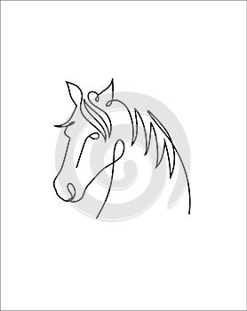 One continuous line drawing of head horse