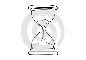 One continuous line drawing of hourglass minimalism vector illustration. Time count concept isolated on white background