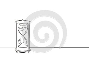 One continuous line drawing of old classic hourglass to tell the time. Timepiece concept. Single line draw design vector