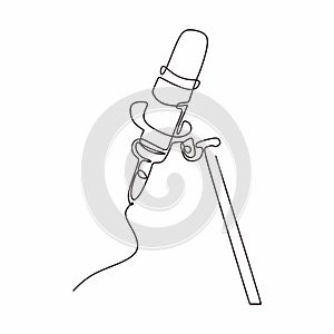 one continuous line drawing podcast microphone vector illustration minimalist design single line art
