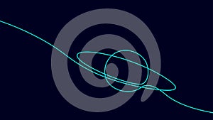 One continuous line saturn planet astronomy concept. Space logo orbinal circle single line drawing. Science style vector