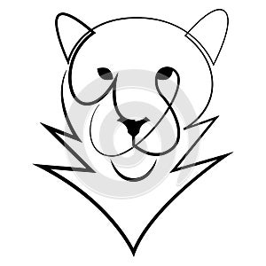 One continuous line tiger head logo. Vector illustration.